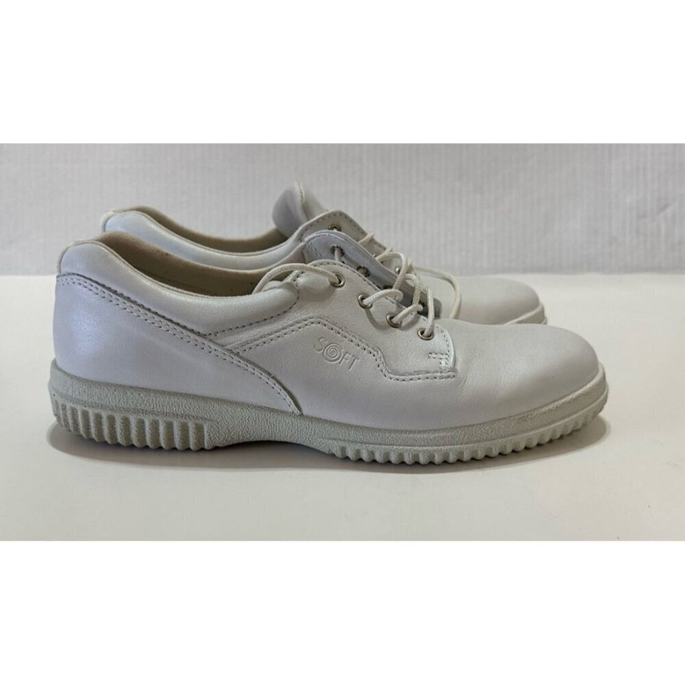 Ecco Soft Women's Leather Lace Up Walking Shoes Beige Size 41 - Picture 2 of 10